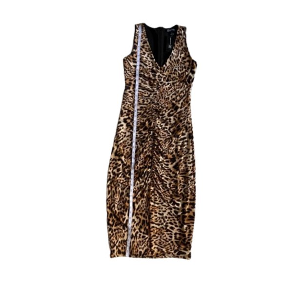 INC Bodycon Dress Size Small Cheetah Print Silhouette Sleeveless Ruched New - Picture 9 of 13